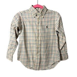 Ralph Lauren Kids Boys Oxford Plaid Button Down Shirt Size 4T Preppy Old Money
